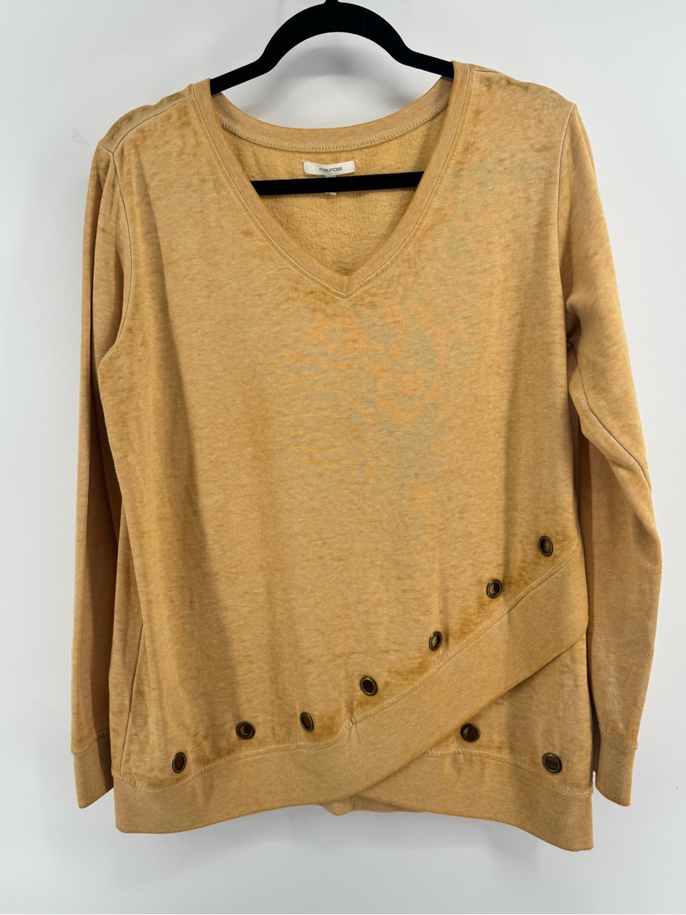 Maurices V-Neck oversized Mustard Fall Sweatshirt Women's Size Large Western